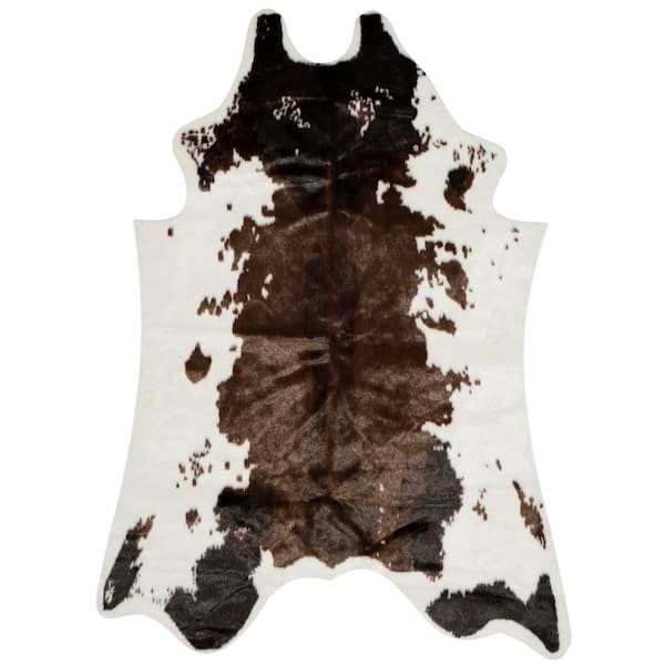 Faux Cow Hide 5 ft. x 7 ft. Brown Rustic Cowhide Area Rug