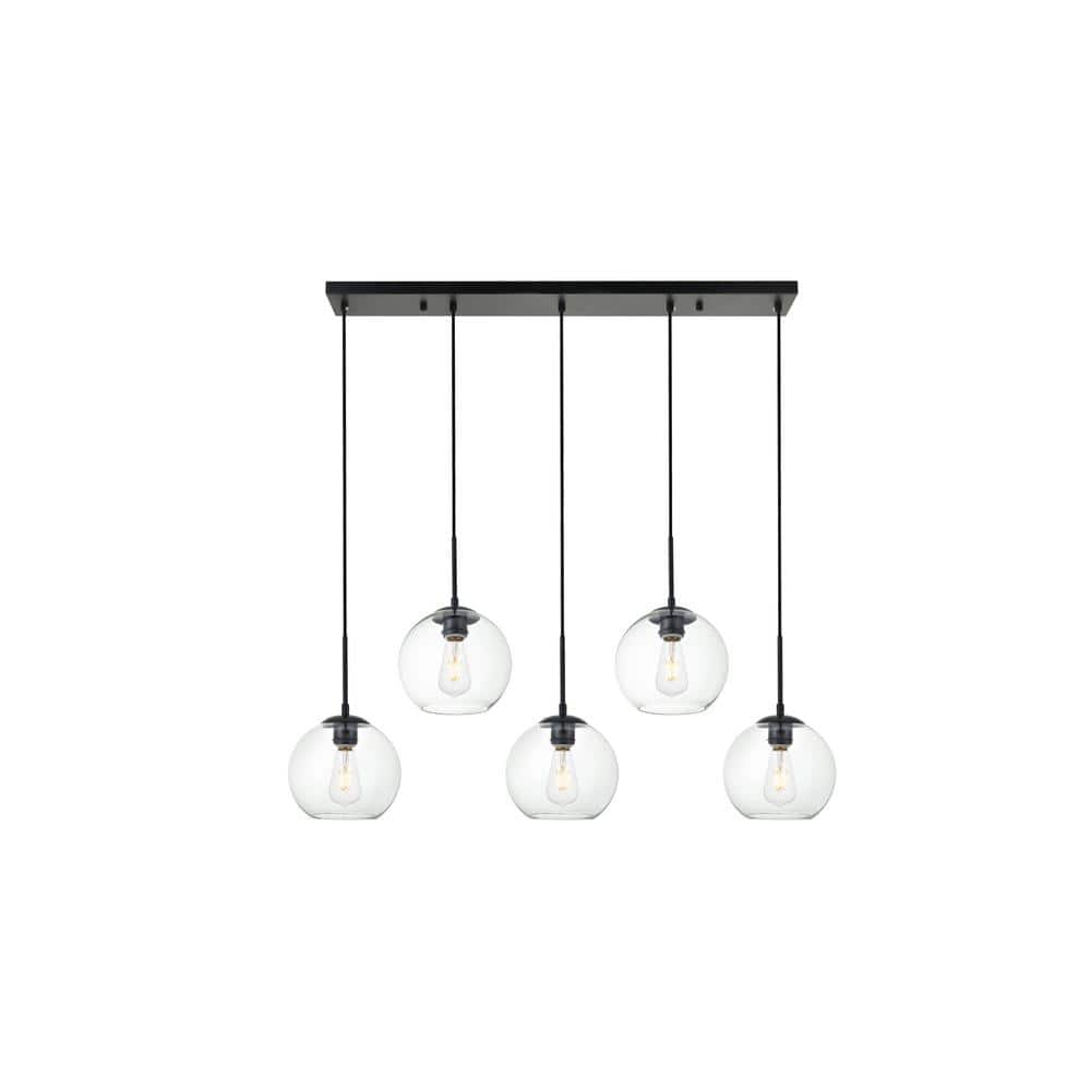 Timeless Home Blake 5-Light Black Rectangular Pendant with 7.9 in. W x 7.1 