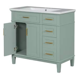 35.4 in. W x 17.8 in. D x 36 in. H Bath Vanity Cabinet with Resin Sink in Green