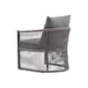 Unbranded Gray Aluminum Modern Curved Outdoor Lounge Chair Patio Dining Chair with Stylish Rope-Weave Design and Gray Cushions zx-686