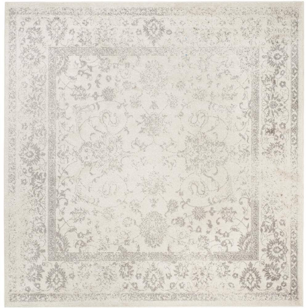 SAFAVIEH Adirondack Ivory/Silver 8 ft. x 8 ft. Square Distressed Border