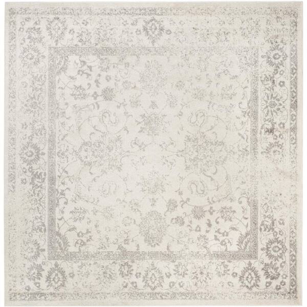 SAFAVIEH Adirondack Ivory/Silver 9 ft. x 9 ft. Border Distressed Square Area Rug