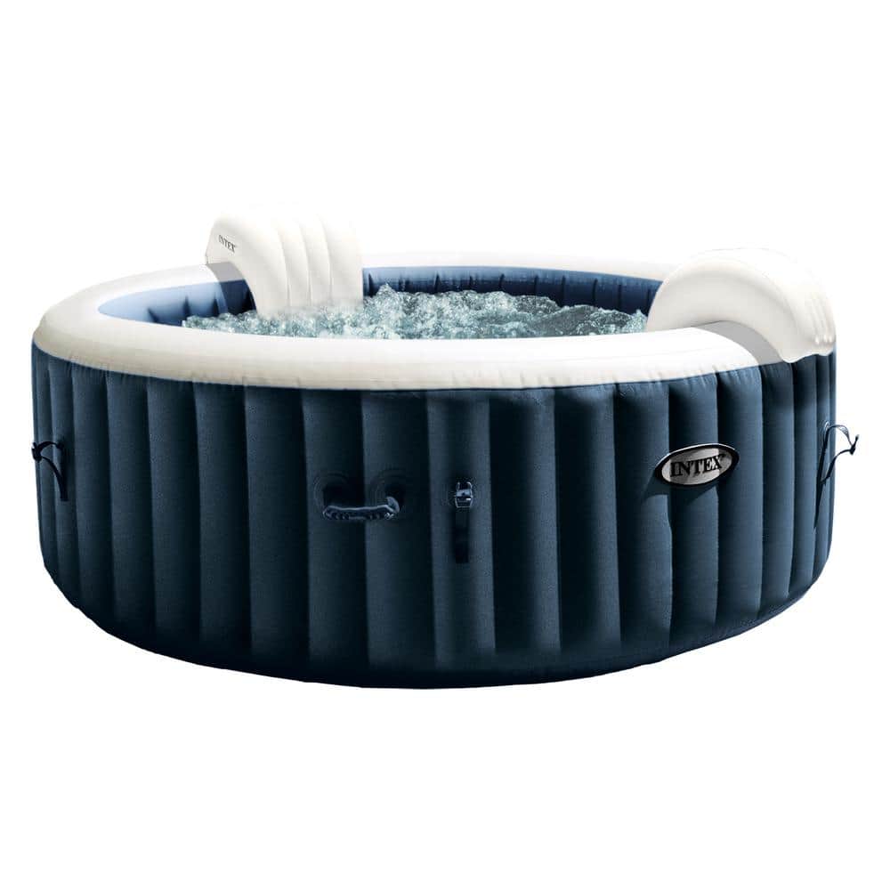 Intex 4-Person Navy Inflatable Round Hot Tub with Cup Holders