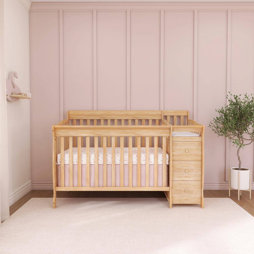 Natural Pine 5-in-1 Convertible Crib with Changer