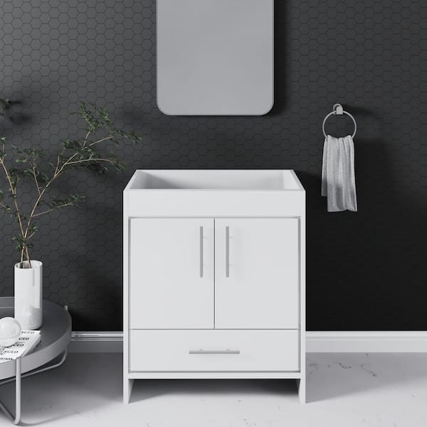VOLPA USA AMERICAN CRAFTED VANITIES Pacific 30 in. W x 18 in. D x 33.88 in. H Bath Vanity Cabinet without Top in Glossy White