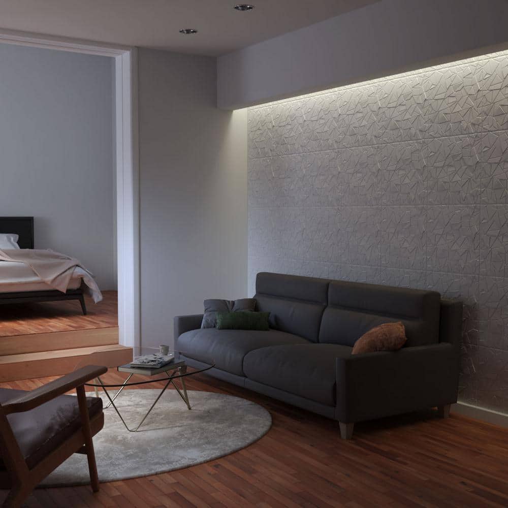 White Textured 3D PVC Decorative Wall Panel 19.63" x 19.63"