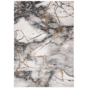 Craft Gray/Gold 4 ft. x 6 ft. Distressed Abstract Area Rug