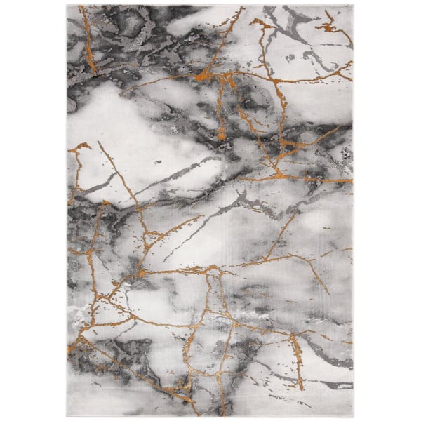 SAFAVIEH Craft Gray/Gold 4 ft. x 6 ft. Distressed Abstract Area Rug