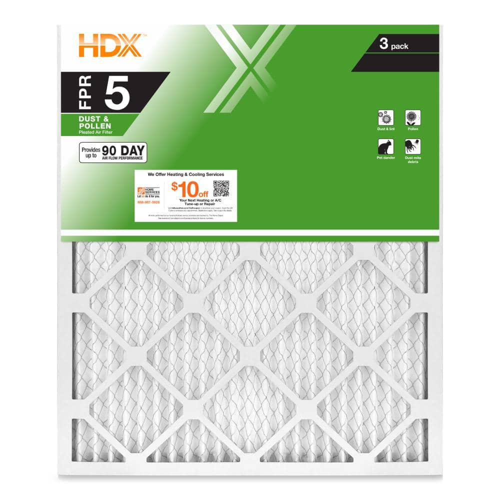 HDX 20 in. x 24 in. x 1 in. Standard Pleated Air Filter FPR 5, MERV 8 ...