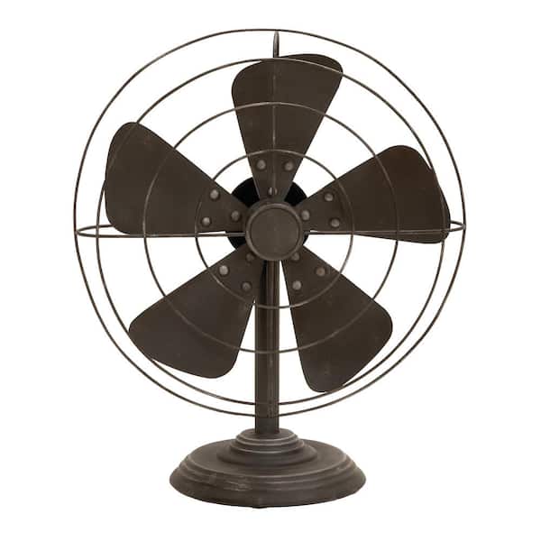 Litton Lane 8 in. x 18 in. Black Metal Fan Sculpture
