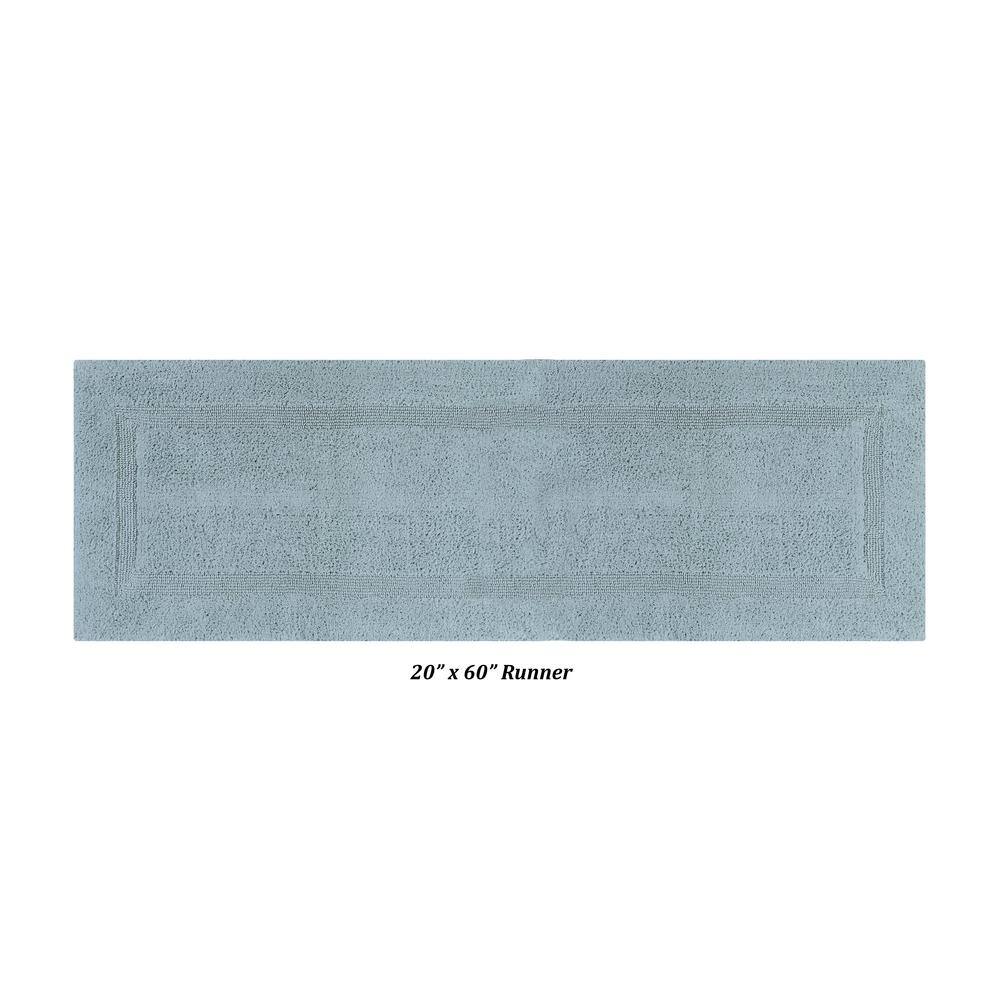 Luxurious Blue Cotton Tufted Reversible Bath Rug Set - 3 Pieces