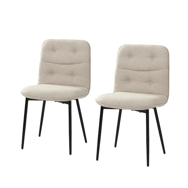 JAYDEN CREATION Chris Linen Modern Tufted Upholstered Dining Chair with Metal Legs Set of 2