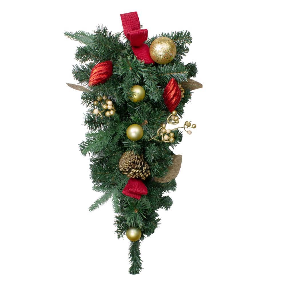 Christmas Decoration Artificial Christmas Ivy and Berry Teardrop Swag Garland 
