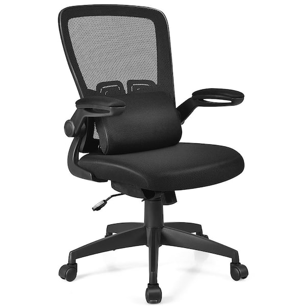 Costway Black Plastic Office Chair with Arms HW63518BK