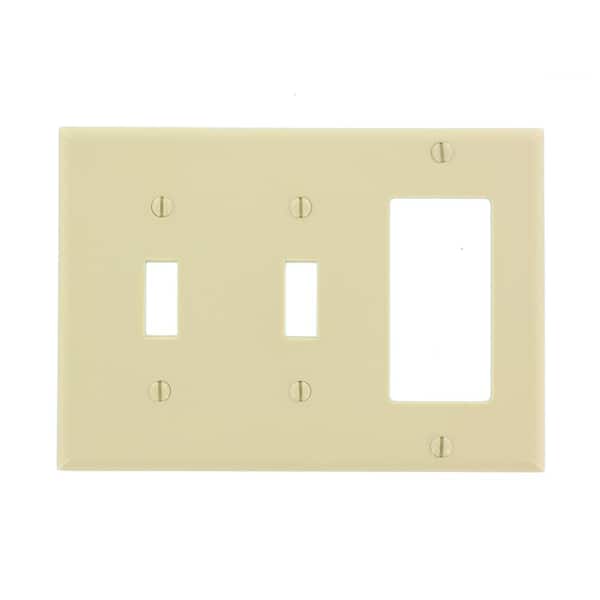 Leviton Ivory 3 Gang 2 Toggle 1, 3 Light Switch Cover 2 Horizontal 1 Vertical