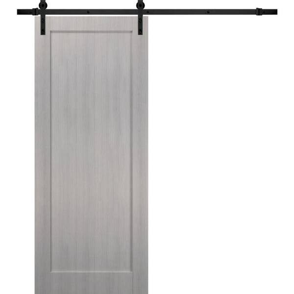 Sartodoors 32 in. x 84 in. Gray Finished Pine MDF Sliding Barn Door with Hardware Kit