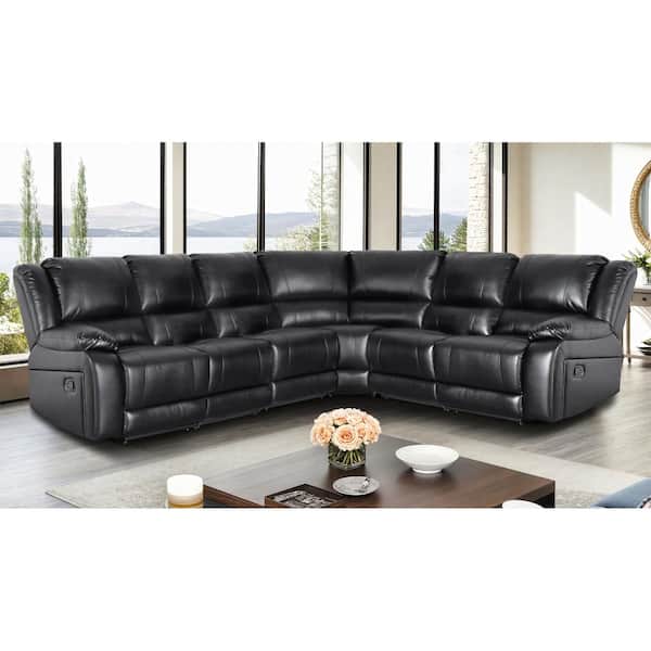 Ellesophas 131 in. 7 Pieces Modular Modern Faux Leather Manual