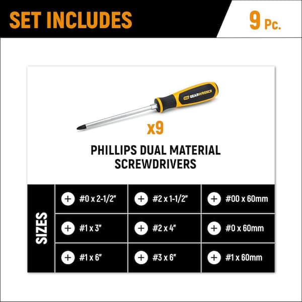 GEARWRENCH Phillips Dual Material Screwdriver Set with EVA Foam