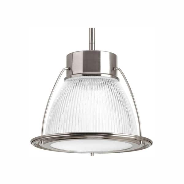Progress Lighting 1-Light Brushed Nickel Integrated LED Mini Pendant with Clear Prismatic Glass Shade
