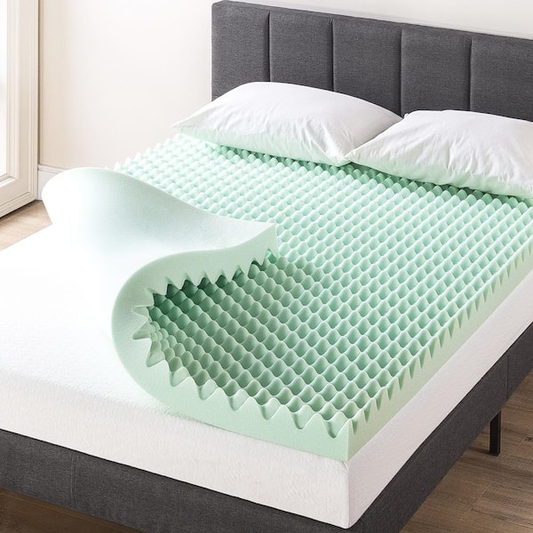 MELLOW 4 in. Queen Egg Crate Memory Foam Mattress Topper with Aloe Vera Infusion