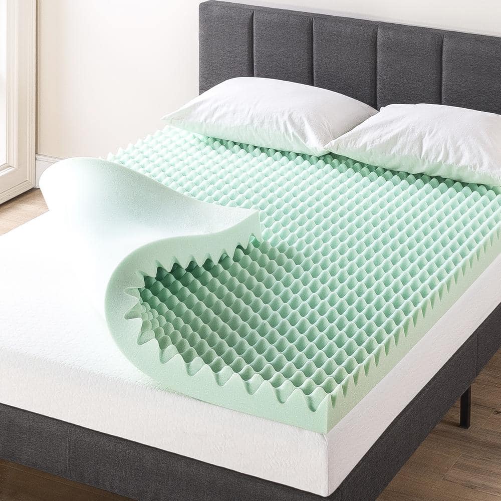 MELLOW 4 in. Short Queen Egg Crate Memory Foam Mattress Topper with Aloe  Vera Infusion HD-ALEC-4SQ - The Home Depot