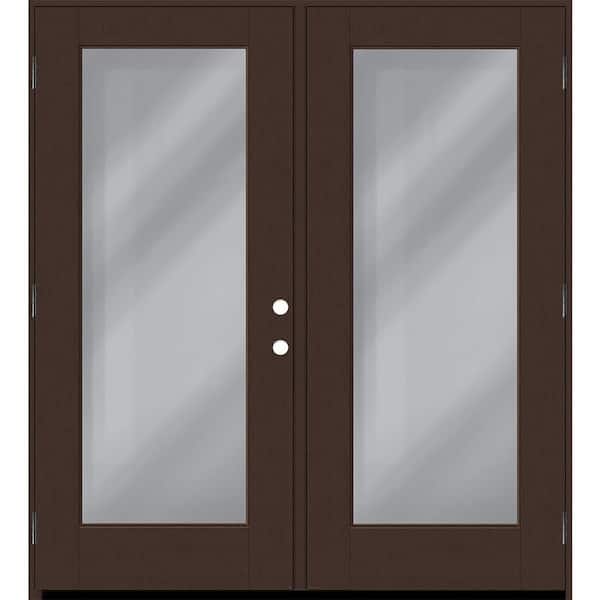 Steves & Sons Regency 60 in. x 80 in. Full Lite Clear Glass Chestnut RHOS Stained Fiberglass Retro Patio Door with 6 in. Jamb