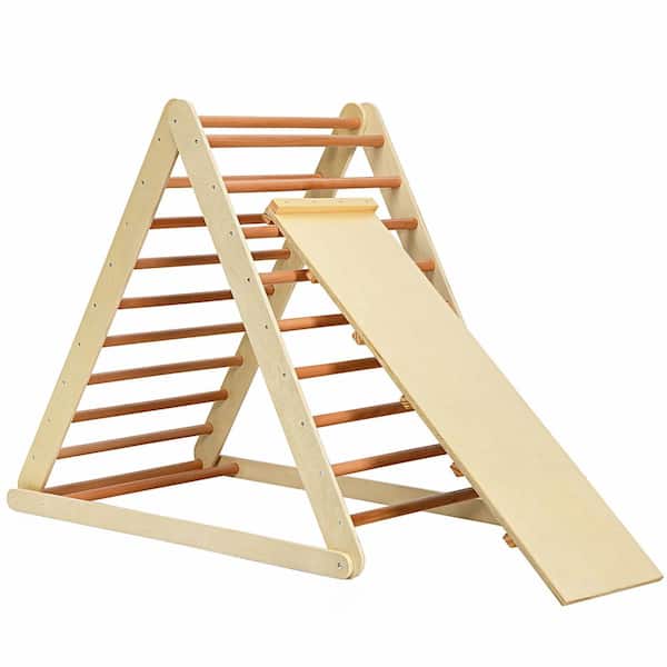 Costway Foldable Wooden Climbing Triangle for Toddler Baby