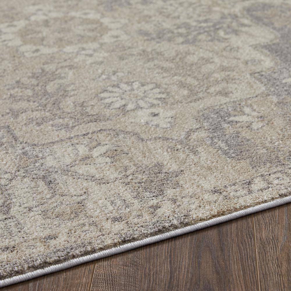 Gray and Beige 4' x 6' Oriental Synthetic Area Rug