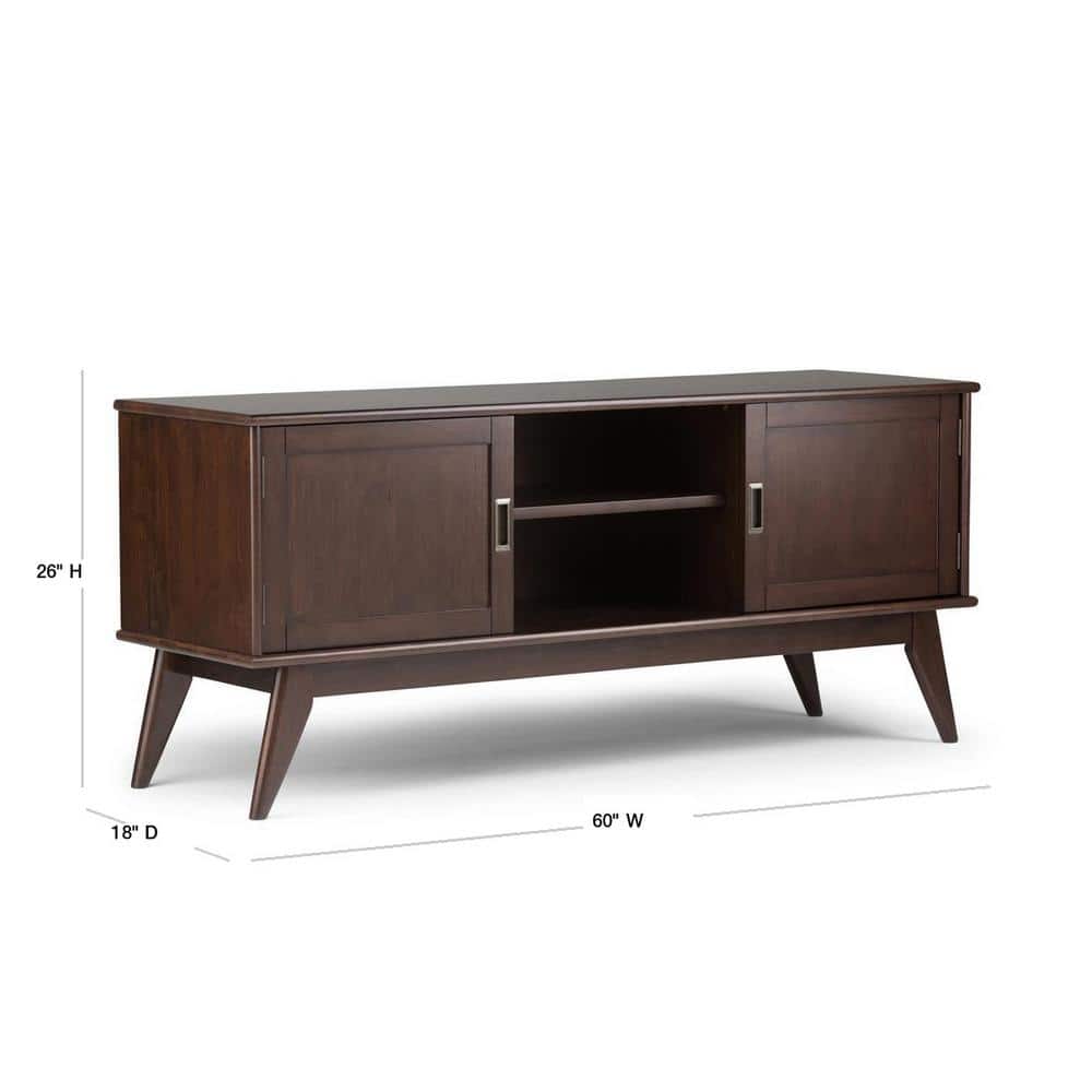 Medium Auburn Brown Rubberwood TV Cabinet with Shelves