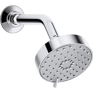3-Spray Patterns with 1.5 GPM 4 in. Wall Mount Rain Fixed Shower Head in Polished Chrome