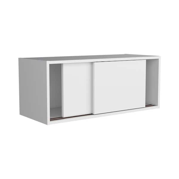 Classic 31.90 in. W x 13 in. D x 13 in. H Bathroom Storage Wall Cabinet in White with Sliding Doors