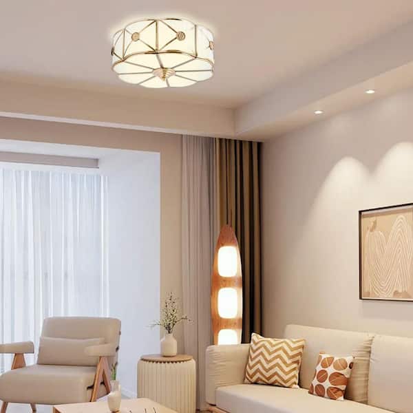 かなでもの　Gold × Glass　Ceiling Light 3 Gold 3-Light Cloud Opaque Glass Globe Ceiling Light
