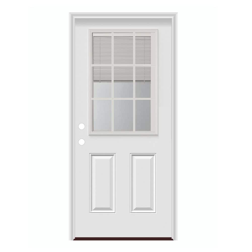 32 in. x 80 in. Right-Hand/Inswing 2 Panel 1/2 Lite 9 lite BBG Clear Glass Insert Smooth Fiberglass Prehung Door price history on PriceWatchPro