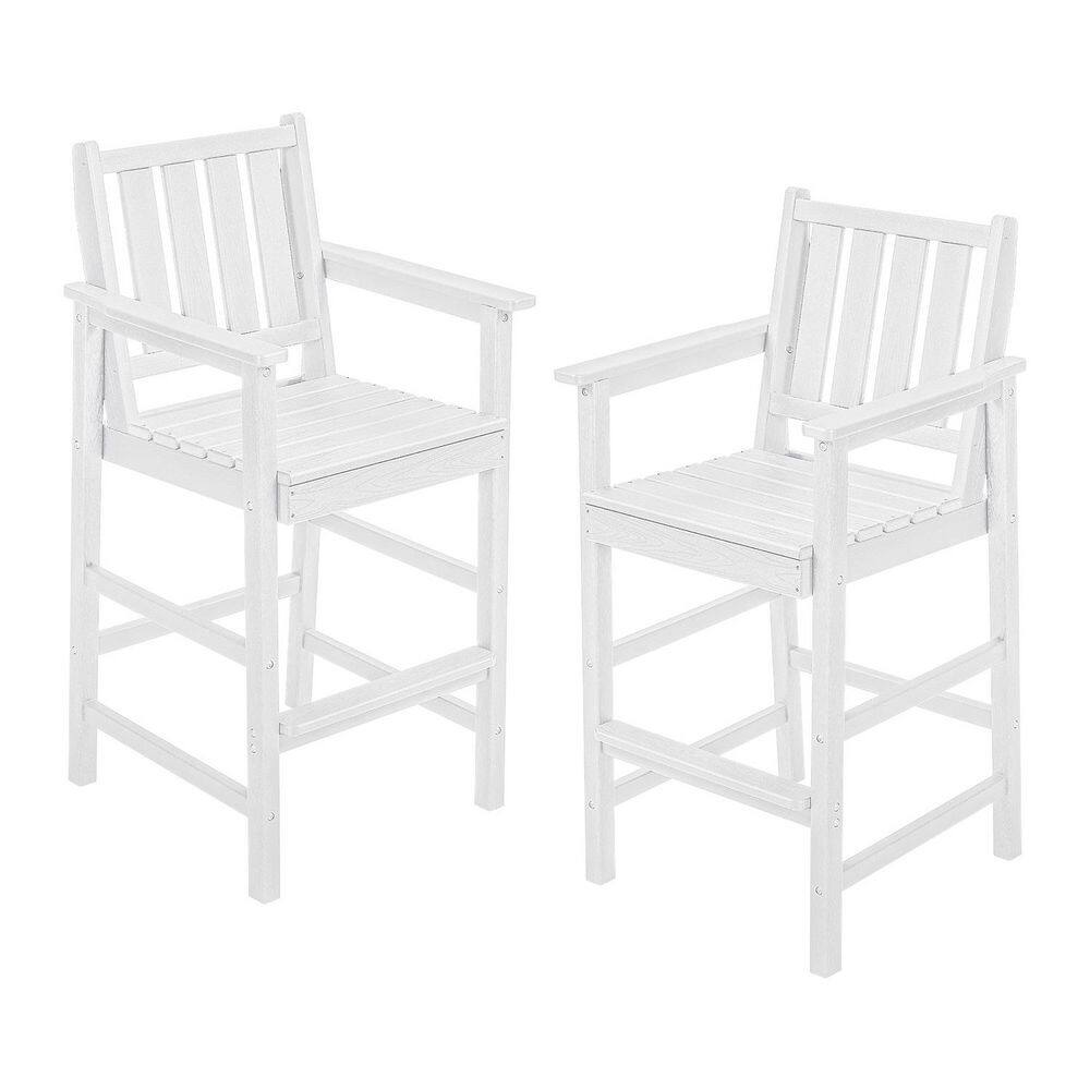 Pearl White HDPE Outdoor Patio 2-Piece Adirondack Bar Stool Set price history on PriceWatchPro