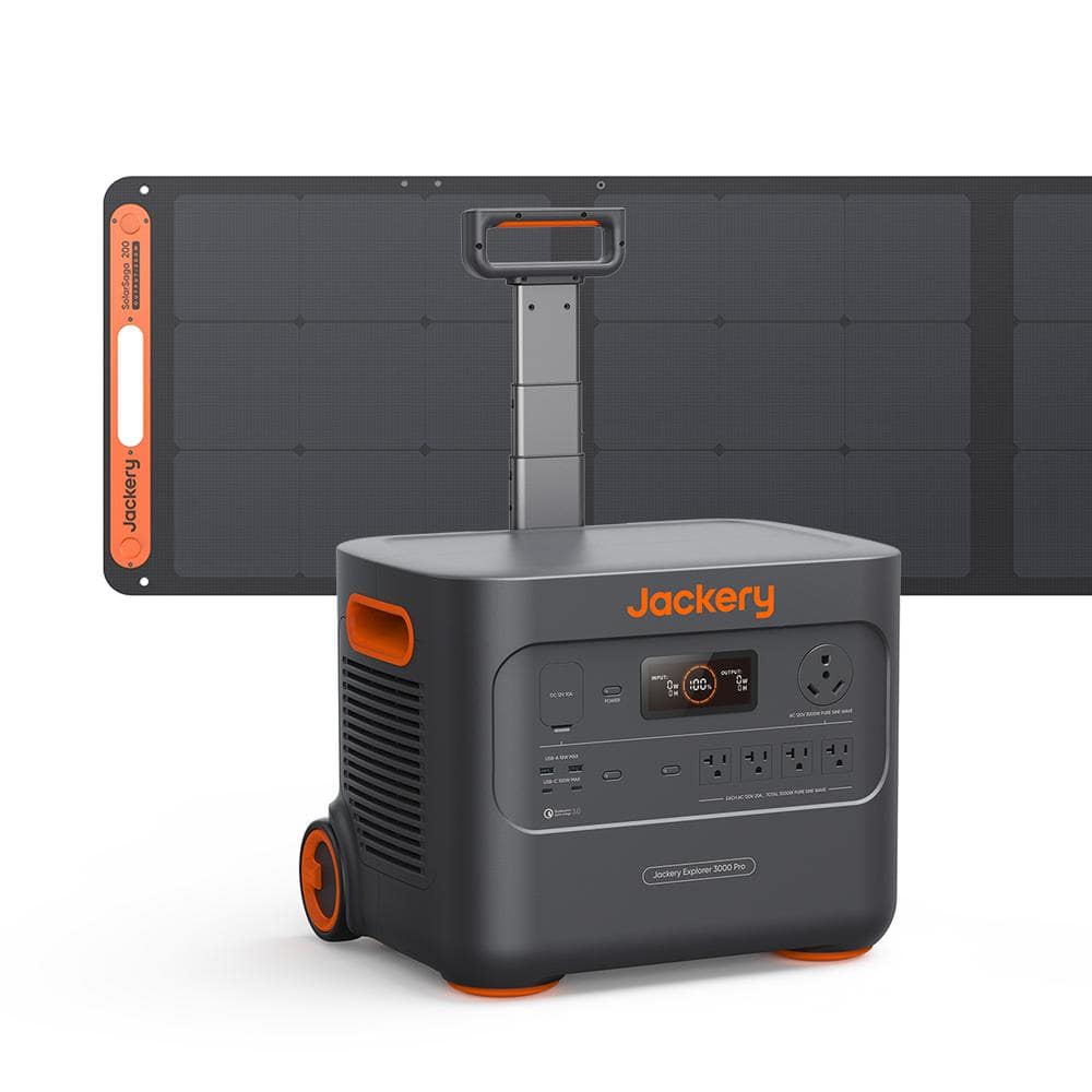 Jackery 3000-Watt Output/6000W Peak Portable Power Station Explorer 3000 Pro Push Start Battery Generator/1 Solar Panel Included