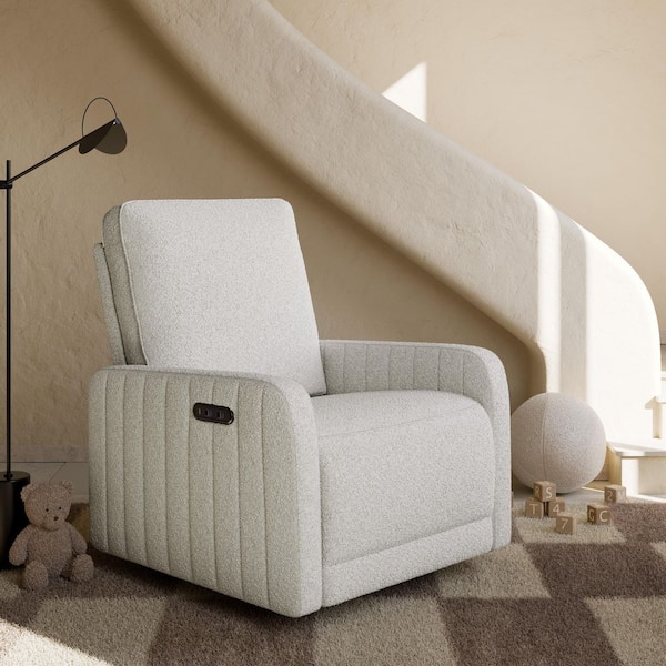 Kyoto Ivory Boucle Deluxe Extra-Wide Nursery Power Recliner Swivel Glider