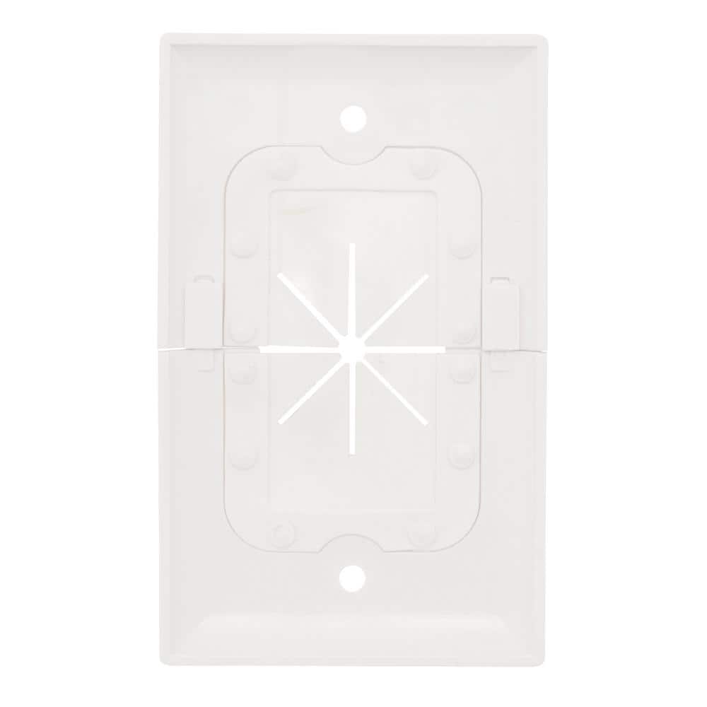 White Plastic 1-Gang Split Wall Plate for Low Voltage Cables
