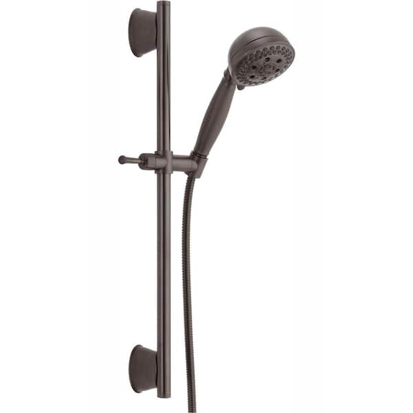 Delta 5-Spray Patterns 1.75 GPM 4.13 in. Wall Mount Handheld Shower Head with Slide Bar and H2Okinetic in Venetian Bronze