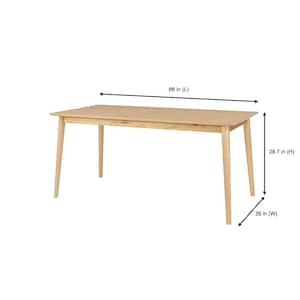 Natural Wood Finish Rectangular Dining Table for 6 (66 in. L x 30 in. H)