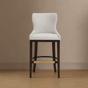 Blair Modern 29 in. H White Beech Wood Bar Stool with Vegan Leather Upholstered Seat