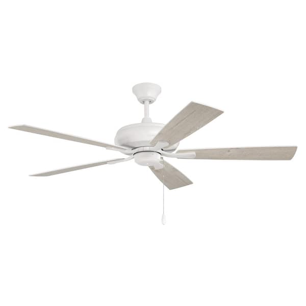 CRAFTMADE Eos 52 in. Indoor Dual Mount 3-Speed White Finish Ceiling Fan with White/Washed Oak Reversible Blades