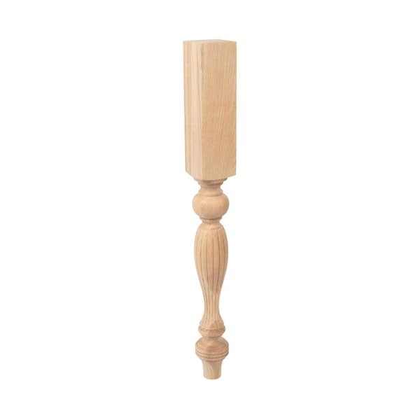 American Pro Decor 3-3/4 in. x 35-1/4 in. Unfinished North American Solid Red Oak French Kitchen Island Leg