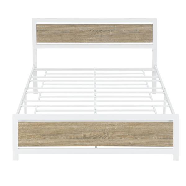 Wooden Headboard Queen Platform Bed, Platform Bed Frame Queen White Wood Headboards