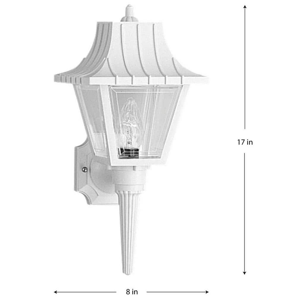 White Ribbed Mansard Roof Outdoor Wall Lantern with Clear Acrylic Panels