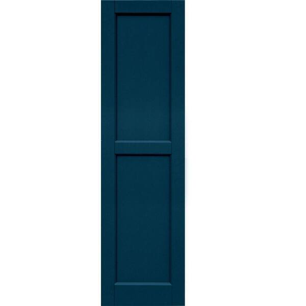 Winworks Wood Composite 15 in. x 55 in. Contemporary Flat Panel Shutters Pair #637 Deep Sea Blue