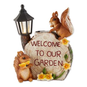7.5 in. x 4.75 in. x 9.5 in. Solar Welcome To Our Garden Squirrels