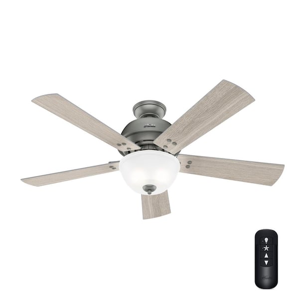 Hunter Highdale 52 in. LED Indoor Matte Silver Ceiling Fan with Light and Remote Control