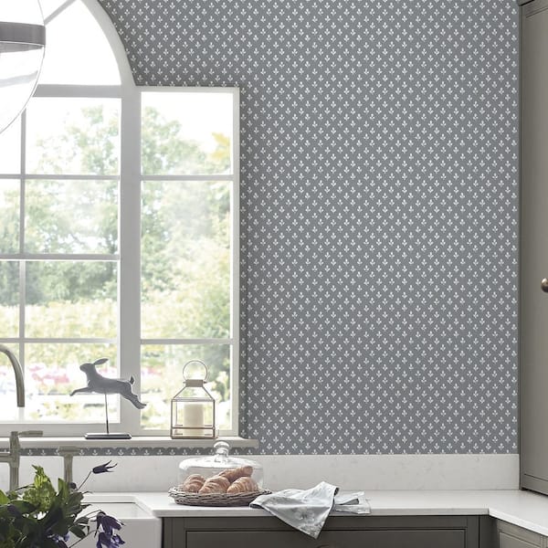 Laura Ashley Trefoil Slate Grey Non-Woven Paste the Wall Removable Wallpaper  119861 - The Home Depot