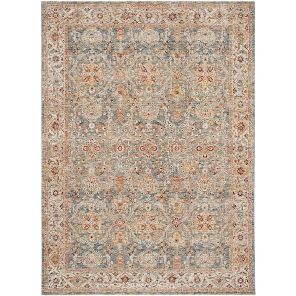 Nourison Sahar Blue 9 ft. x 13 ft. Floral Vintage Traditional Area Rug