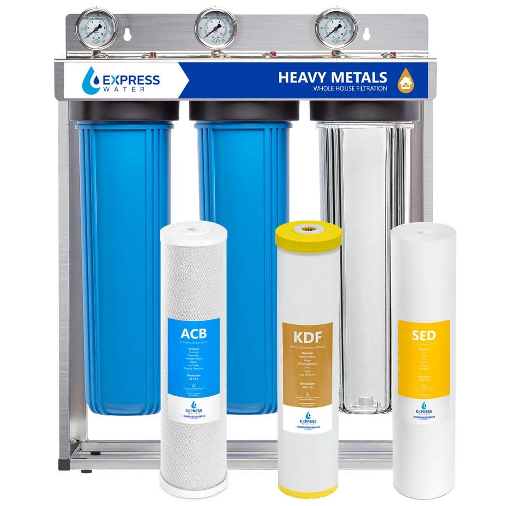 3 Stage Whole House Water Filtration System - Sediment, KDF, Carbon - includes Pressure Gauges and more price history on PriceWatchPro